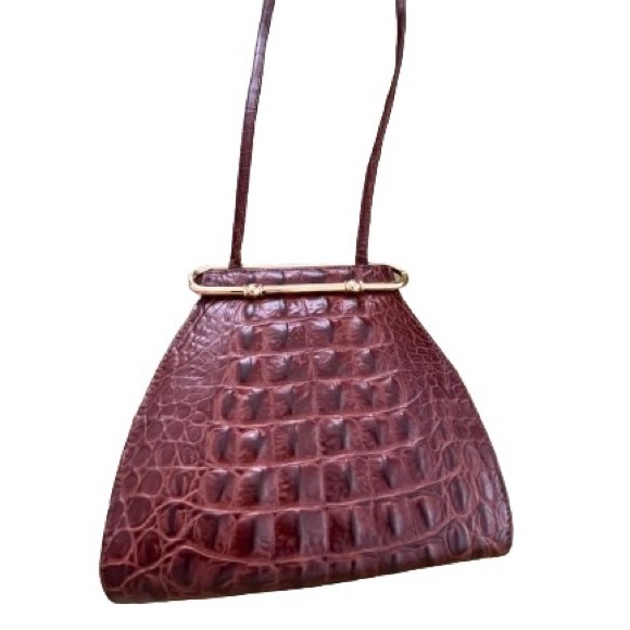 Vintage Italian Brown Crossbody/Shoulder Faux Alligator Embossed Bag - Picture 2 of 9